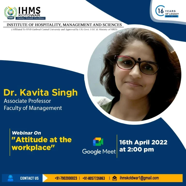 Webinar on “Attitude at the Workplace”